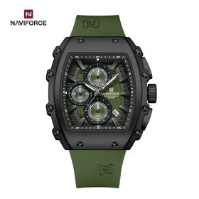 ساعت مچی مردانه سه موتور برند نیوی فورس NAVIFORCE 8070 بند رابر