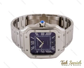ساعت کارتیه سانتوس مردانه نقره ای صفحه سرمه ای Cartier-3961-G