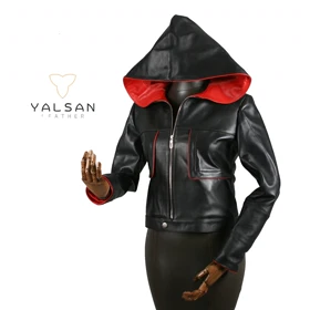 کاپشن زنانه چرم یلسان مدل تندر کد 904-GOS