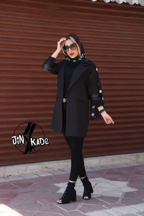 مانتو مشکی آستین تور