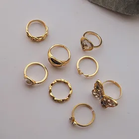 پک انگشتر طرح پروانه و قلب