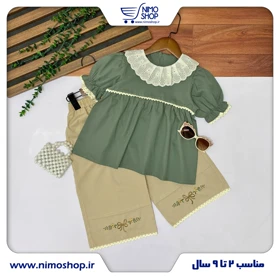 شومیز شلوار واید گلدوزی دخترانه