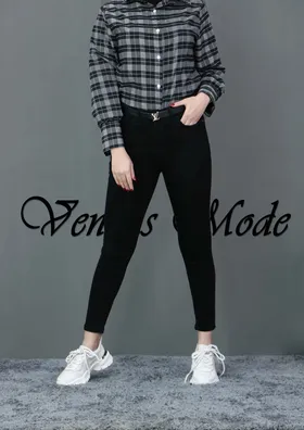 شلوار جین مشکی کم زاپ