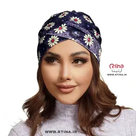 کلاه حجاب رنگی مخمل طرح گل بابونه