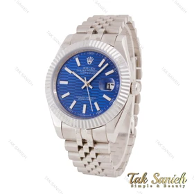 ساعت رولکس دیت جاست 2 مردانه استیل صفحه آبی طرح دار Rolex-5618-G