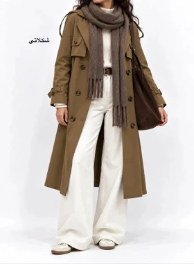ترنچ کت بلند آستردار غزال