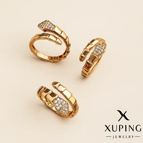 انگشتر ژوپینگ طرح مار طلایی نگین‌دار فری سایز