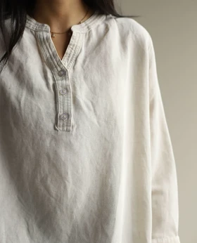 شومیز لینن استخوانی یقه گرد ngh_h&m