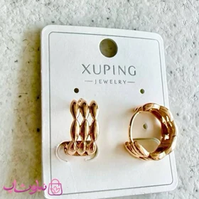 گوشواره حلقه‌ای زنانه ژوپینگ کوچک طرح سه لاین کد 2991