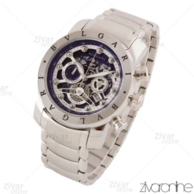 ساعت بولگاری مردانه سه موتوره نقره ای صفحه سفید سرمه ای 103876