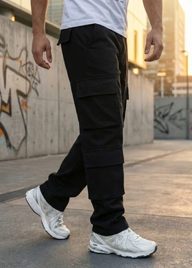 شلوار بنگال کارگو مردانه مدل HAMED-مشکی