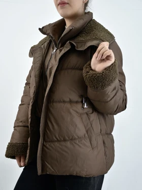 کاپشن یقه تدی 640 (قهوه ای)