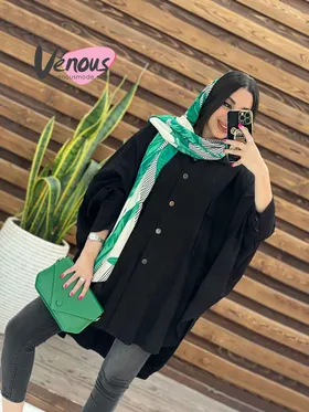 مانتو جلو دکمه جیب هلالی