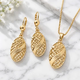 نیم ست طرح طلا کد16z488- ژوپینگ استیل- بدلیجات ژوپینگ