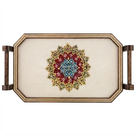 سینی چوبی دور خاتم کار دست کد m0324 گالری ساعت ضرابی