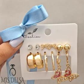 پک گوشواره 6 عددی پروانه