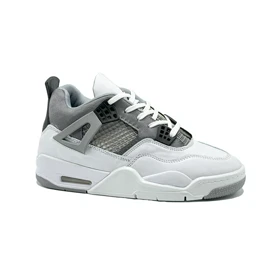 کفش کتانی ساق‌دار مردانه سفید طوسی Nike air jordan 4