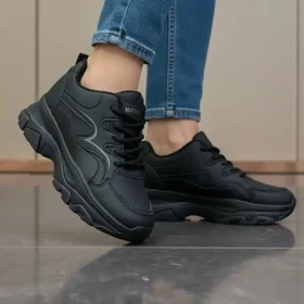 کتانی اسپرت لژدار طبی مدل پرنده مشکی Women’s Bird Style Platform Orthopedic Black Sneakers