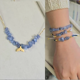 دستبند و گردنبند سنگ زبرجد تراش چیپسی