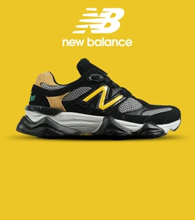 کفش کتانی مردانه مشکی طوسی زرد NEW BALANCE 9060 مدل 7345