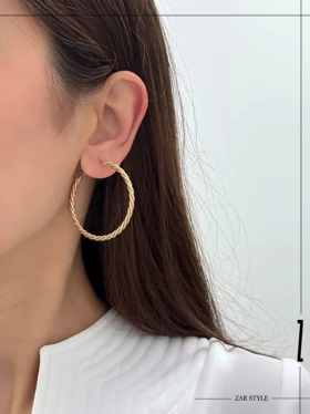 گوشواره حلقه‌ای پیچ دو لاین