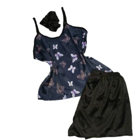 ست سه تیکه تاپ وشلوارک مدل پروانه