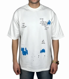 تیشرت آستین کوتاه مردانه سفید طرح دار گرافیکی