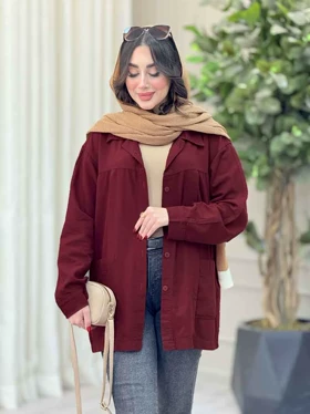 مانتو کتان پیله دار جیب پایین