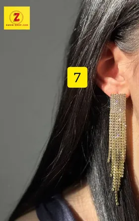 گوشواره بلند جواهری نگینی زنانه