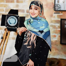 روسری ابریشم توییل ماهی - اقتصادی (گلبهی)
