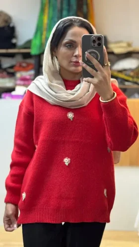 بلوز بافت طرح گل وارداتی 3054