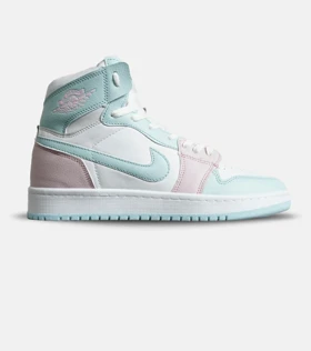 کفش کتانی ساق‌دار زنانه سفید آبی صورتی نایک NIKE jordan 1 مدل 8136