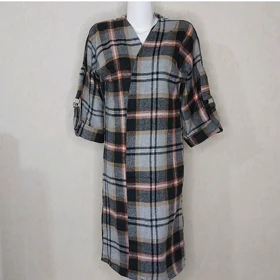 مانتک پاییزه اسپرت چهارخونه پشمی