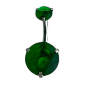 پیرسینگ ناف استیل مدل نگین سبز