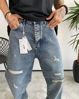 شلوار بگ استایل آبی تیره زاپ‌دار SCOTCH & SODA