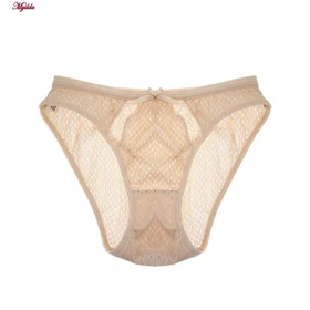 شورت زنانه لین مدل اسلیپ زنبوری جلو توری کرم کد 4681-528