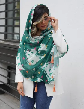 شال قلبی نخی منگوله‌دار بهرو