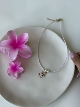 گردنبند لاکپشت صورتی میناکاری هیمه استایلیش