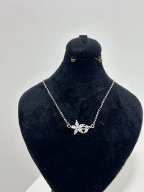 گردنبند نقره زنانه طرح گل 1003