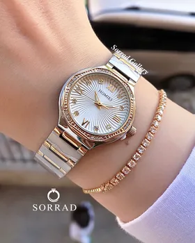 ساعت هومیس زنانه / ساده بند استیل رنگ سیلور-رزگلد صفحه سفید دورنگین