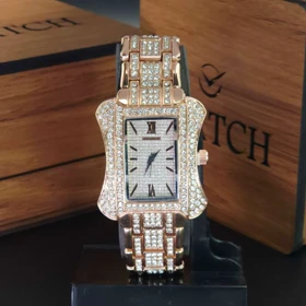 ساعت مچی مردانه و زنانه گریلی فول نگین Grealy با موتور کوارتز (رزگلد)