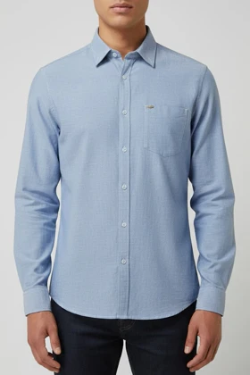 پیراهن مردانه آبی آستین بلند نخ پنبه 520