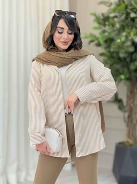 مانتو راه راه ریز پشت سه دکمه