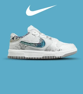 کفش کتانی مردانه و زنانه سفید آبی NIKE dunk low steam puppet مدل 7223
