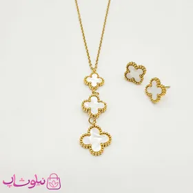 ست گوشواره و گردنبند دخترانه ونکلیف سفید