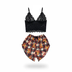 ست نیمتنه گیپور و شلوارک طرح تدی 056