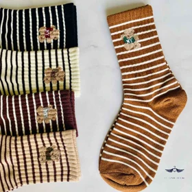 جوراب طرح رینگی گلدوزی تدی برند شایسته
