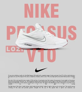 کفش کتانی بزرگ پا سفید قرمز نایک NIKE PEGASUS V10