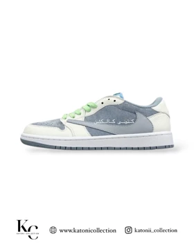 کتانی ویتنامی نایک ایر جردن وان لو تراویس اسکات سفید آبی سوئد Nike Air Jordan 1 Low Travis Scott