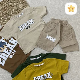 تیشرت شلوارک کتان پسرانه BREAK مناسب 1 تا 8 سال